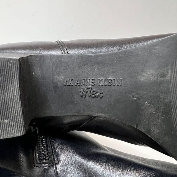 AK Anne Klein iFlex Black Leather Zip Square Toe Ankle Boots Womens Size 6.5 - Picture 6 of 8